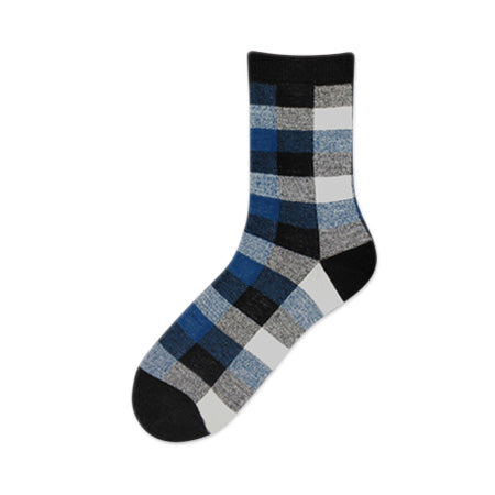 Socks Checkerd Blue Grey